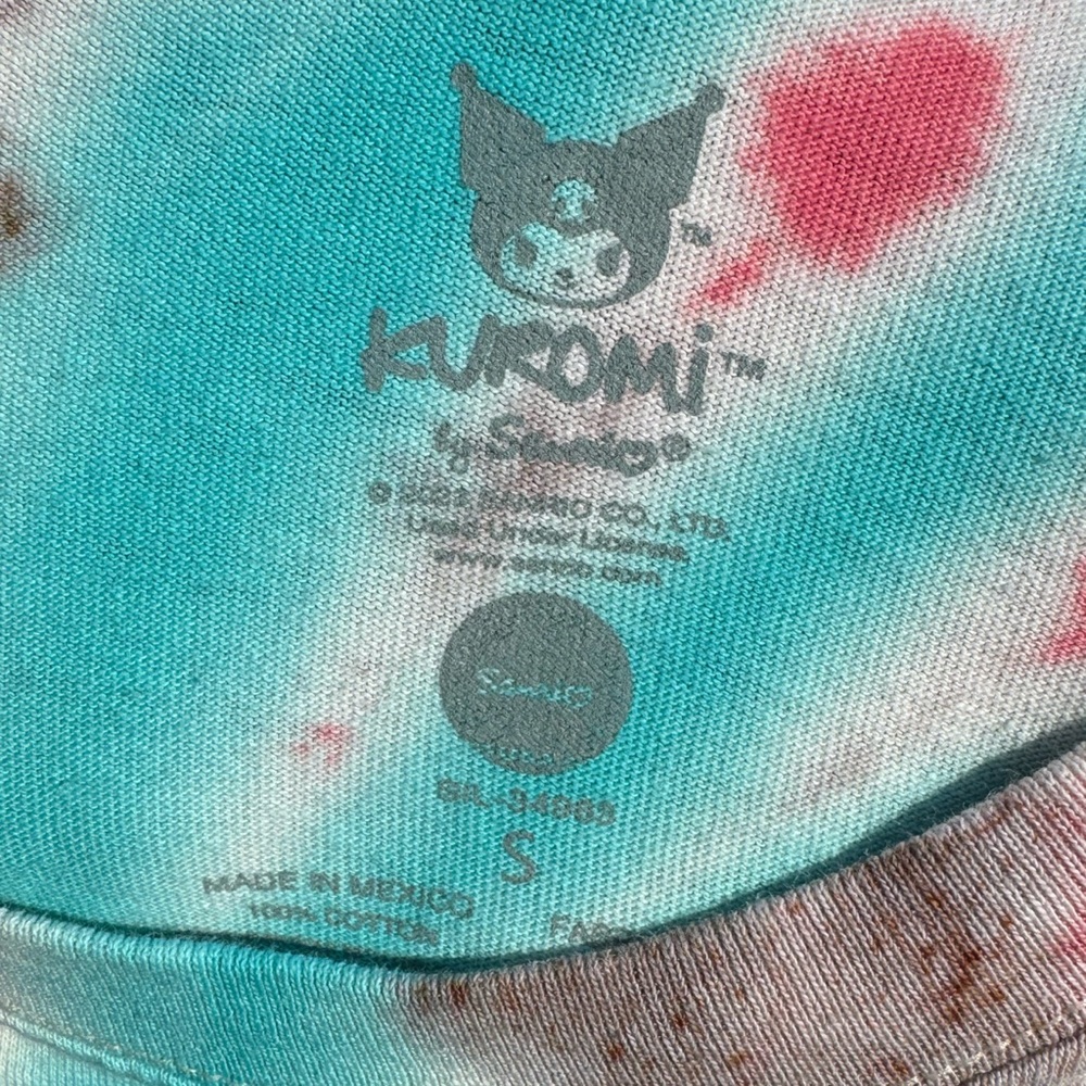 Sanrio Kuromi Beach Day Graphic T-Shirt Upcycled Tie-Dye Size S - Picture 5 of 5